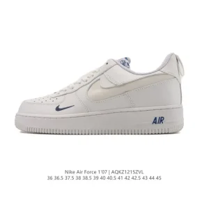 Nike Air Force 1 07 Low White Leather Sneakers with Air Cushioning