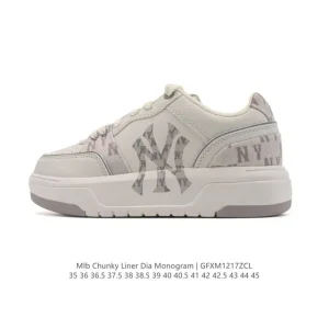 MLB Chunky Liner Mid Retro Streetwear Leather Sneakers