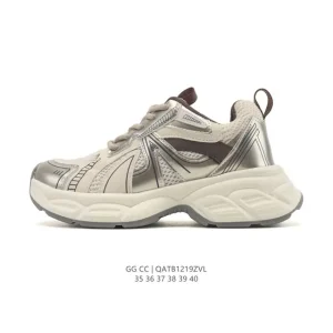 Gg Cc Luxury Chunky Sneakers for Women with 5cm Height Increase