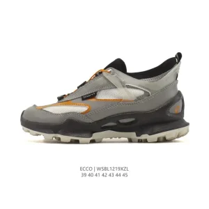 ECCO Men's Leather Outdoor Casual Sneakers Breathable Lightweight Lace-up Shoes