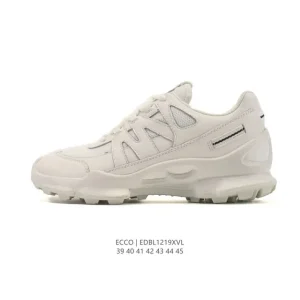 ECCO Men's Leather Outdoor Casual Sneakers Breathable Lightweight Lace-Up Shoes