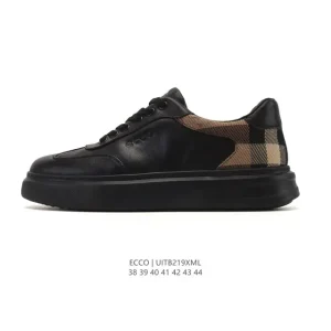 ECCO Men's Outdoor Hiking Leather Shoes Breathable Lightweight Lace-Up