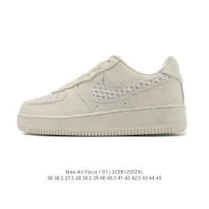 Nike Air Force 1 '07 Low White Leather Gum Sole Casual Sneakers