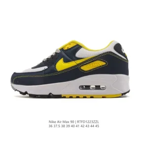 Nike Air Max 90 Retro Running Shoes with Leather and Mesh Upper