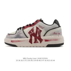 MLB Chunky Liner Mid Retro Street Style Leather Sneakers with Reflective Detailing