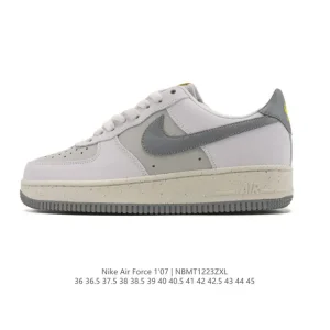 Nike Air Force 1 '07 Low White Leather Casual Sneakers with Air Cushion