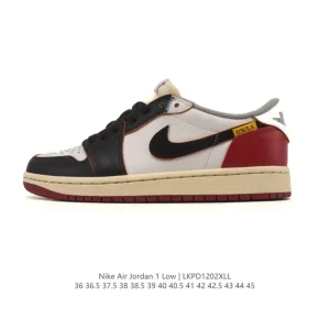 Air Jordan 1 Low Retro Classic Leather Basketball Shoes with Air Cushioning