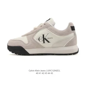 Calvin Klein Jeans Men's Leather & Print Retro Street Sneakers
