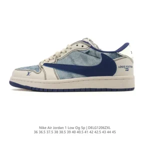 Nike Air Jordan 1 Low AJ1 Retro Sneakers with Zip Tie and Double Laces