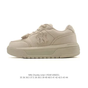 MLB Chunky Liner Mid Retro Streetwear Leather Sneakers for Men and Women