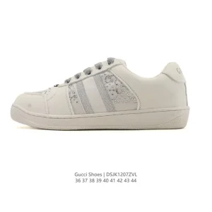 Gucci Rhyton Platform Leather Sneakers White Thick Sole Vintage Style 2025 New