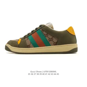 Gucci Screener Old Vintage Dirty Leather Sneakers