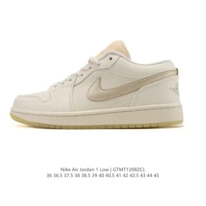 Air Jordan 1 Low Retro Classic Leather Sneakers with Air Cushion