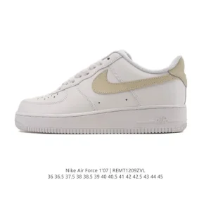 Nike Air Force 1 '07 Low White Leather Sneakers with Air Cushioning