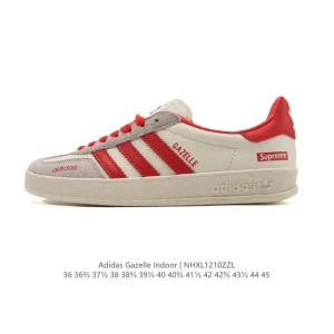 Adidas Originals Gazelle Indoor Retro Leather Sneakers with Gum Sole