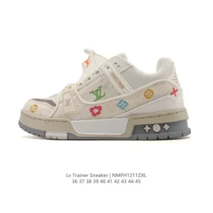 Louis Vuitton Trainer Sneaker Low Men's Fashion Thick Sole Leather Shoes